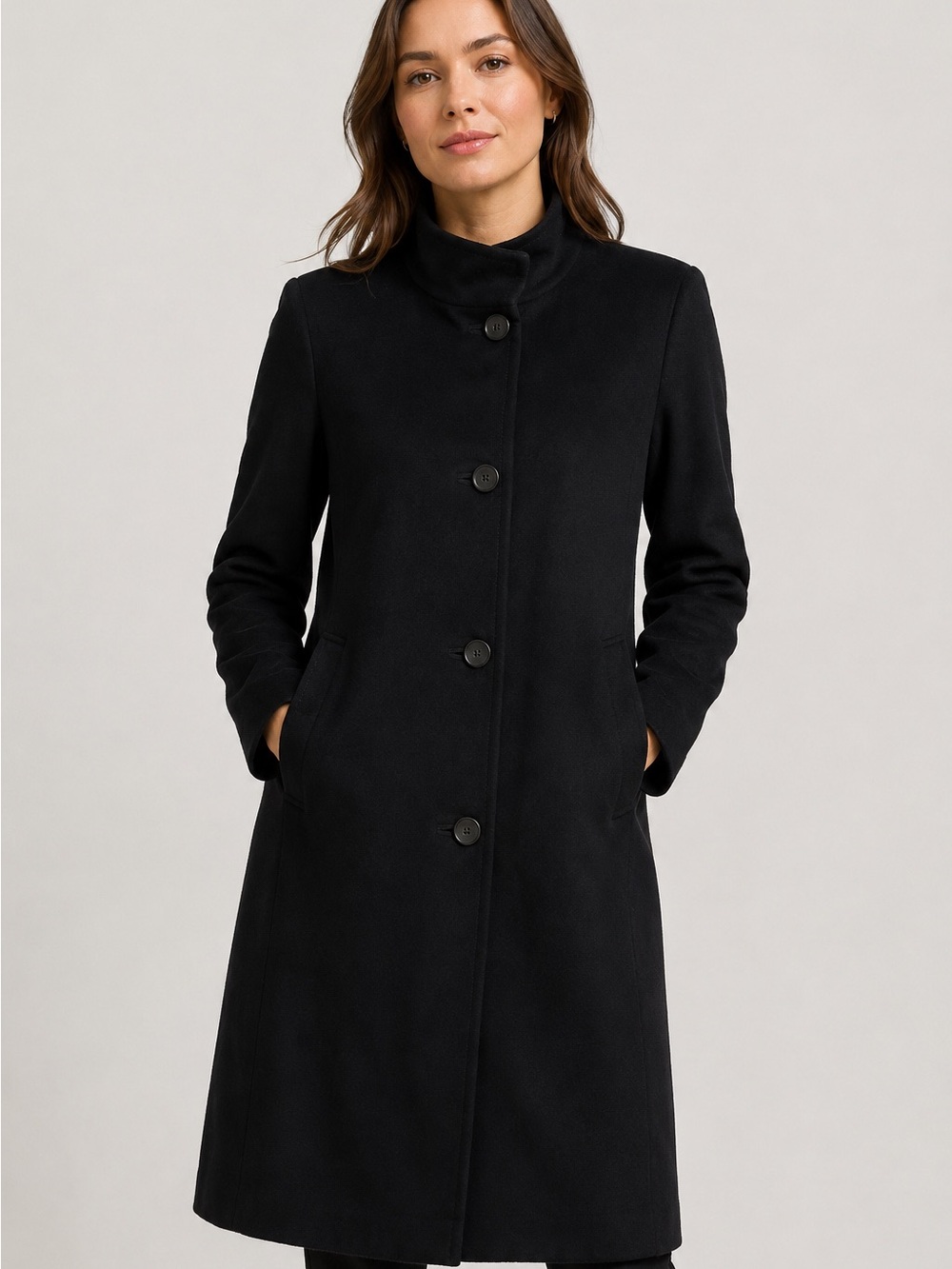 Marina Rinaldi (Max Mara brand) Black Wool Coat Quiet Luxury